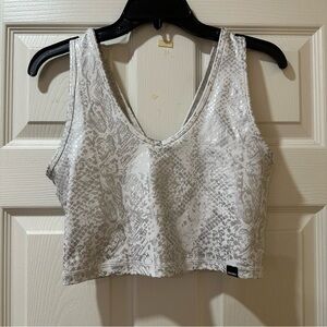 DKNY Sport White and Silver Athletic Top
